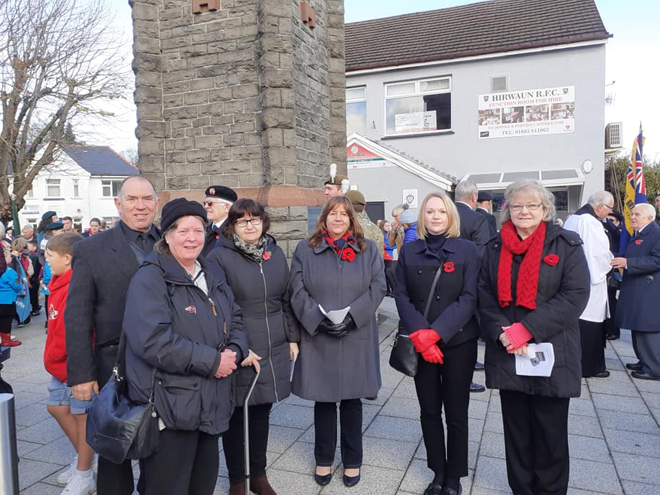 residents wearing poppies