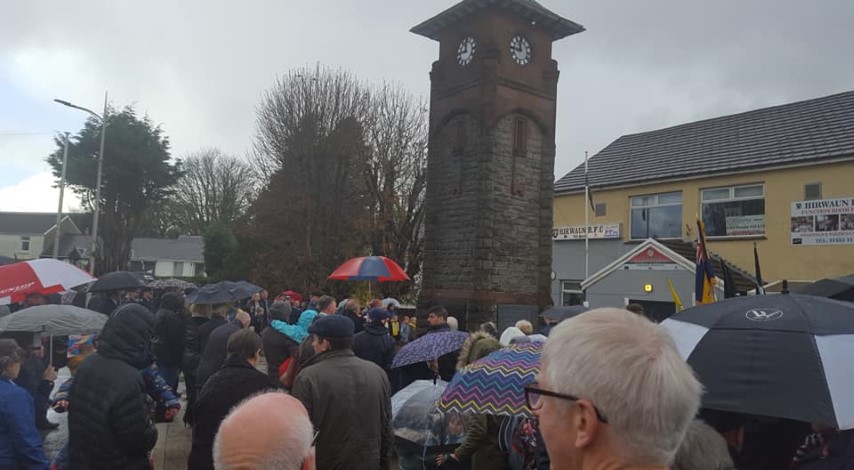 Clock tower and residents