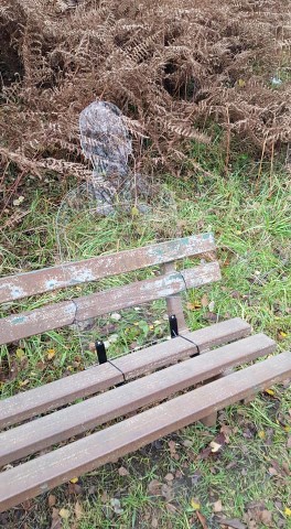 remembrance silhouette on a brown bench